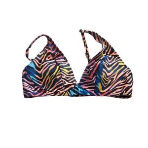 No Boundaries Juniors Multi-Color Zebra Print Triangle Bikini Top Size L (9-11)
